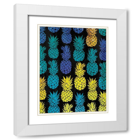 Multi Pineapples White Modern Wood Framed Art Print with Double Matting by OnRei