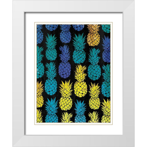 Multi Pineapples White Modern Wood Framed Art Print with Double Matting by OnRei