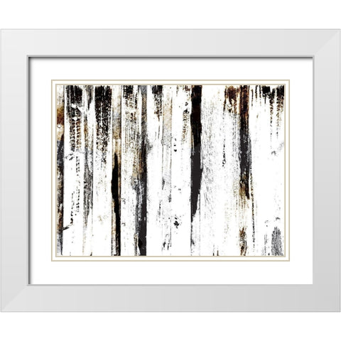 Gold Black Woods White Modern Wood Framed Art Print with Double Matting by OnRei