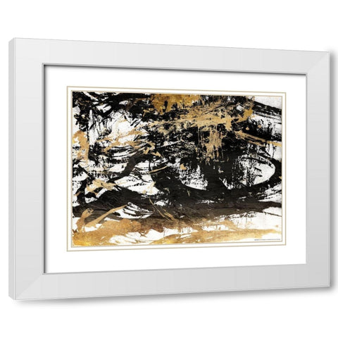 Golden Mess White Modern Wood Framed Art Print with Double Matting by OnRei