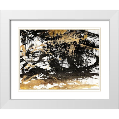 Golden Mess White Modern Wood Framed Art Print with Double Matting by OnRei