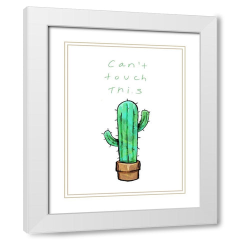 Cant Touch This Cactus White Modern Wood Framed Art Print with Double Matting by OnRei