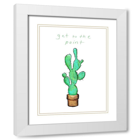 Get To The Point Cactus White Modern Wood Framed Art Print with Double Matting by OnRei