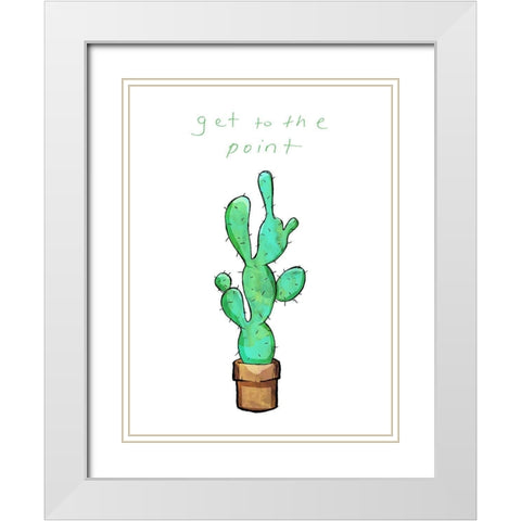 Get To The Point Cactus White Modern Wood Framed Art Print with Double Matting by OnRei