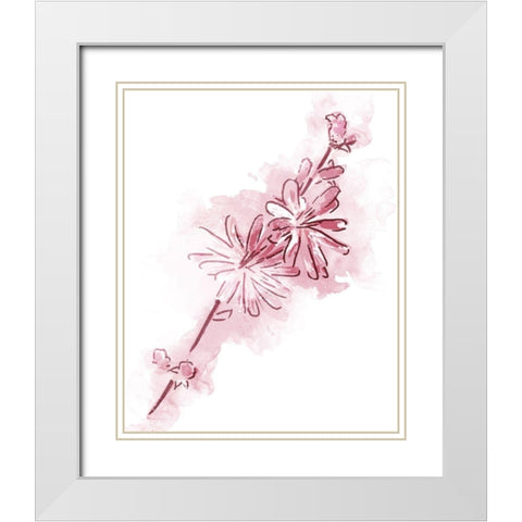 Water Inked Florals Mate Blush White Modern Wood Framed Art Print with Double Matting by OnRei