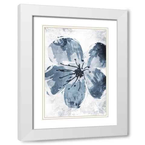 Sketched Cool Flower Mate White Modern Wood Framed Art Print with Double Matting by OnRei