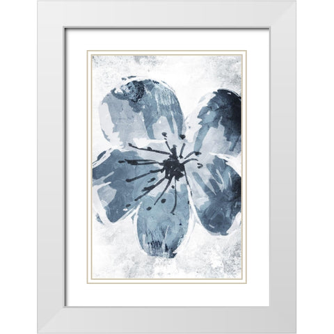 Sketched Cool Flower Mate White Modern Wood Framed Art Print with Double Matting by OnRei