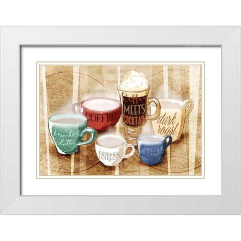 Coffee Gang White Modern Wood Framed Art Print with Double Matting by OnRei