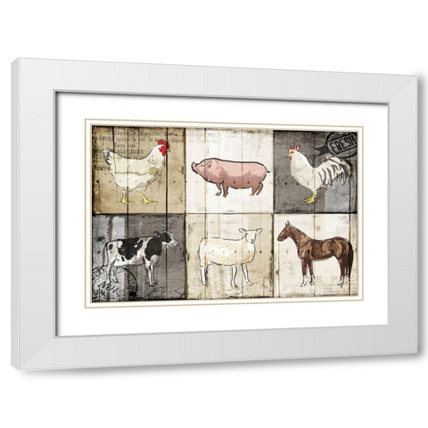 Farm Animals PM White Modern Wood Framed Art Print with Double Matting by OnRei