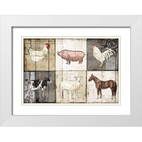 Farm Animals PM White Modern Wood Framed Art Print with Double Matting by OnRei