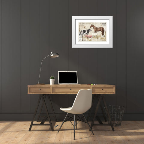 Farm Animal Crew White Modern Wood Framed Art Print with Double Matting by OnRei