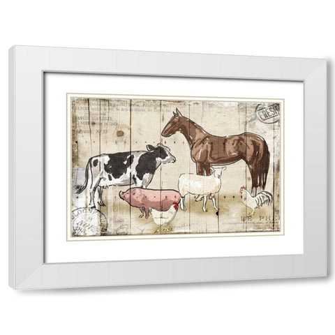 Farm Animal Crew White Modern Wood Framed Art Print with Double Matting by OnRei