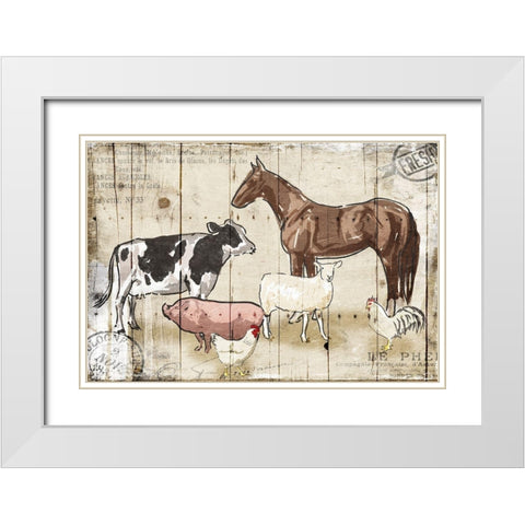 Farm Animal Crew White Modern Wood Framed Art Print with Double Matting by OnRei