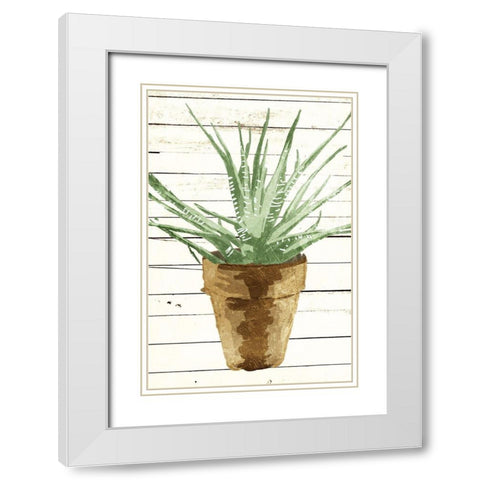 Wood Plant Pot White Modern Wood Framed Art Print with Double Matting by OnRei