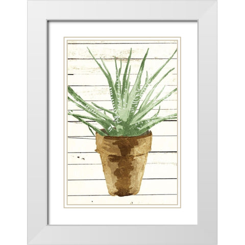 Wood Plant Pot White Modern Wood Framed Art Print with Double Matting by OnRei