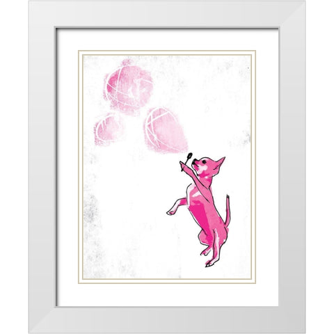 Dog Blowing Bubbles White Modern Wood Framed Art Print with Double Matting by OnRei