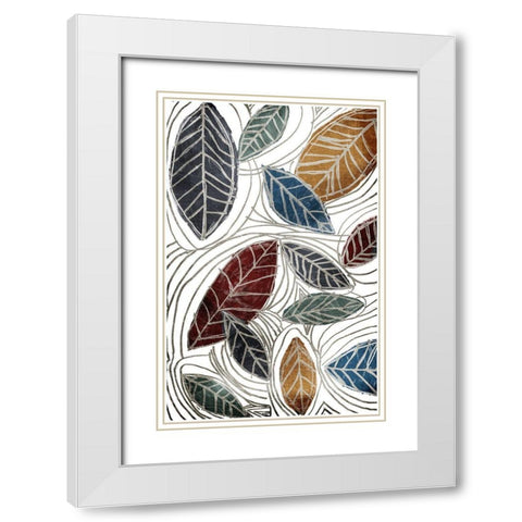 Fall Color Leaves White Modern Wood Framed Art Print with Double Matting by OnRei