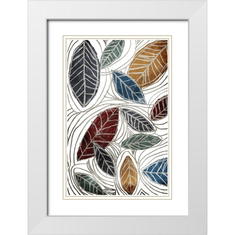 Fall Color Leaves White Modern Wood Framed Art Print with Double Matting by OnRei