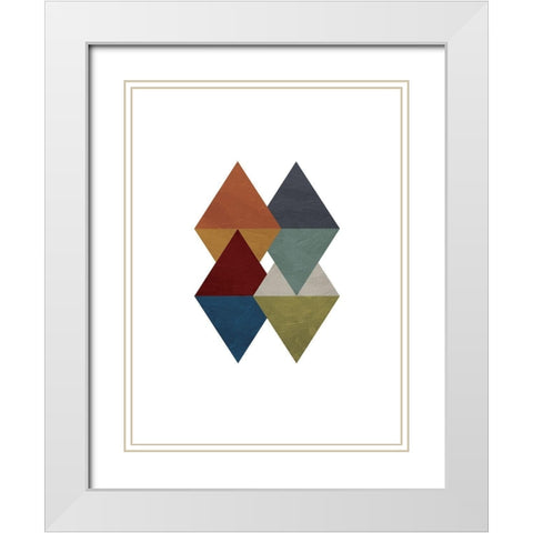 Triangle Overlay Fall White Modern Wood Framed Art Print with Double Matting by OnRei