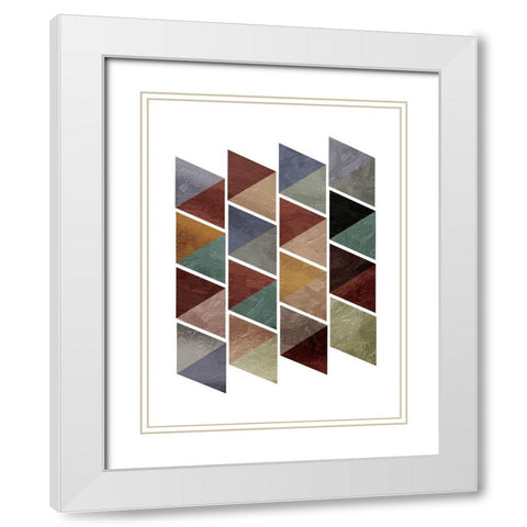 Fall Triangles White Modern Wood Framed Art Print with Double Matting by OnRei