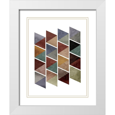 Fall Triangles White Modern Wood Framed Art Print with Double Matting by OnRei