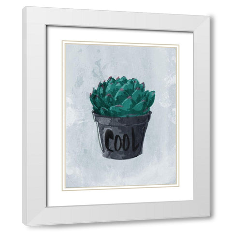 Cool Plant White Modern Wood Framed Art Print with Double Matting by OnRei