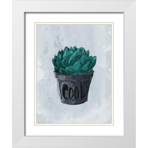 Cool Plant White Modern Wood Framed Art Print with Double Matting by OnRei