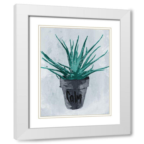 Calm Plant White Modern Wood Framed Art Print with Double Matting by OnRei