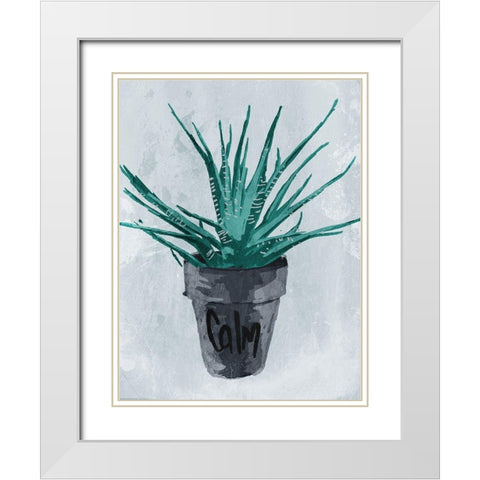 Calm Plant White Modern Wood Framed Art Print with Double Matting by OnRei