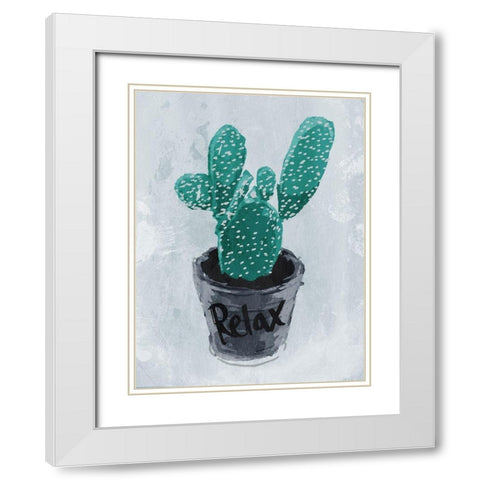 Relax Plant White Modern Wood Framed Art Print with Double Matting by OnRei