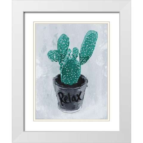 Relax Plant White Modern Wood Framed Art Print with Double Matting by OnRei