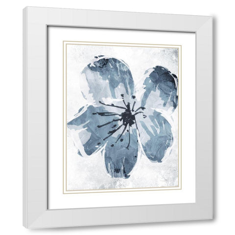 Sketched Cool Flower Mate White Modern Wood Framed Art Print with Double Matting by OnRei