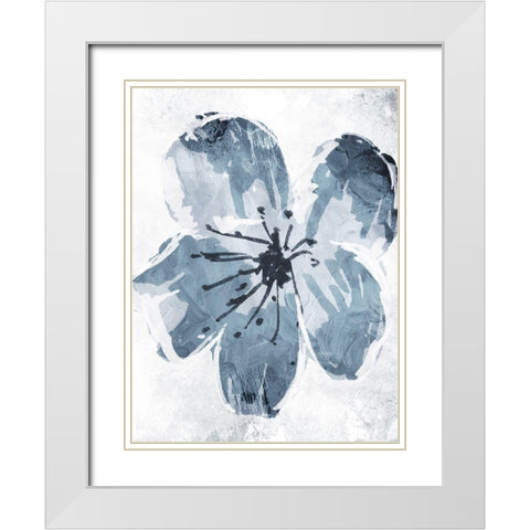 Sketched Cool Flower Mate White Modern Wood Framed Art Print with Double Matting by OnRei