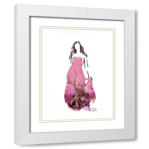 Flower Dress White Modern Wood Framed Art Print with Double Matting by OnRei