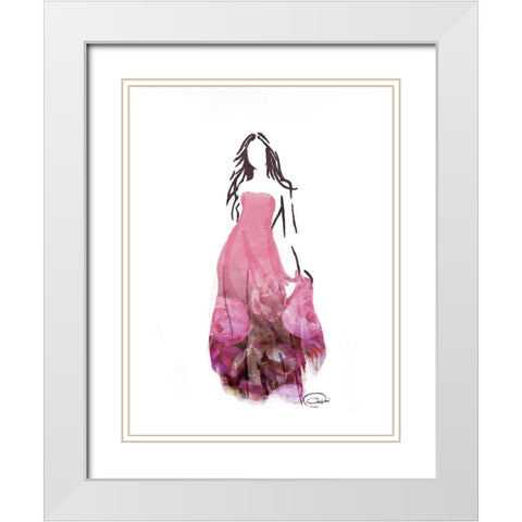 Flower Dress White Modern Wood Framed Art Print with Double Matting by OnRei