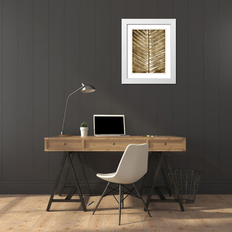 Brown Palms Mate White Modern Wood Framed Art Print with Double Matting by OnRei