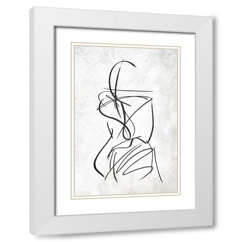 Inner Lines White Modern Wood Framed Art Print with Double Matting by OnRei