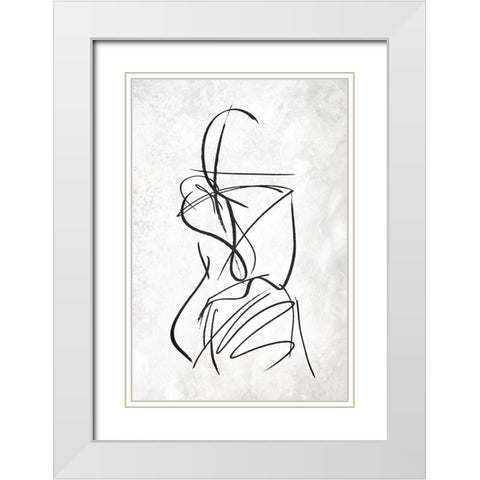 Inner Lines White Modern Wood Framed Art Print with Double Matting by OnRei