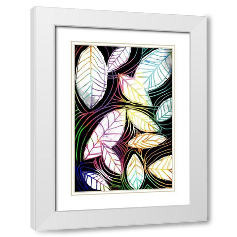 Bright Niara Leaves White Modern Wood Framed Art Print with Double Matting by OnRei