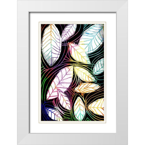 Bright Niara Leaves White Modern Wood Framed Art Print with Double Matting by OnRei