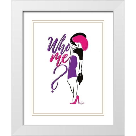 Sassy Who Me White Modern Wood Framed Art Print with Double Matting by OnRei