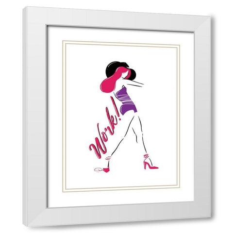 Sassy Work White Modern Wood Framed Art Print with Double Matting by OnRei