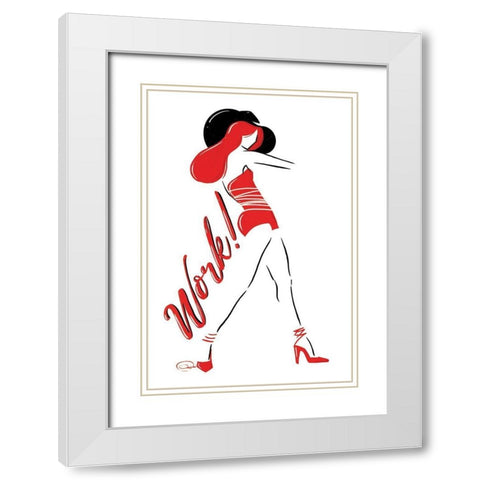 Work Lady In Red White Modern Wood Framed Art Print with Double Matting by OnRei