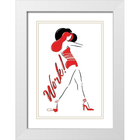 Work Lady In Red White Modern Wood Framed Art Print with Double Matting by OnRei