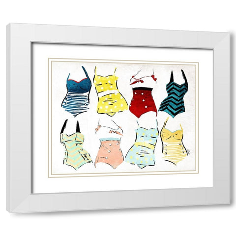 Swimsuit Group White Modern Wood Framed Art Print with Double Matting by OnRei