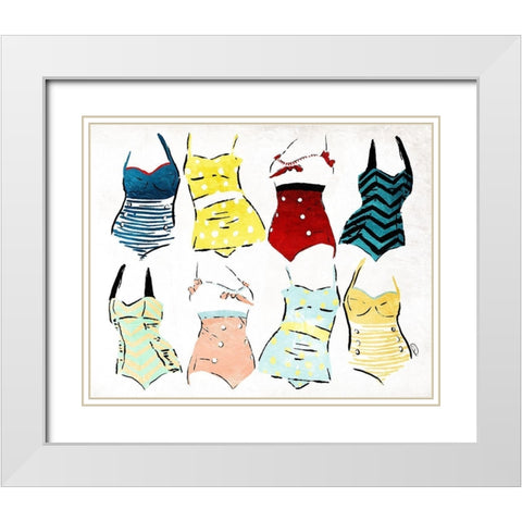 Swimsuit Group White Modern Wood Framed Art Print with Double Matting by OnRei