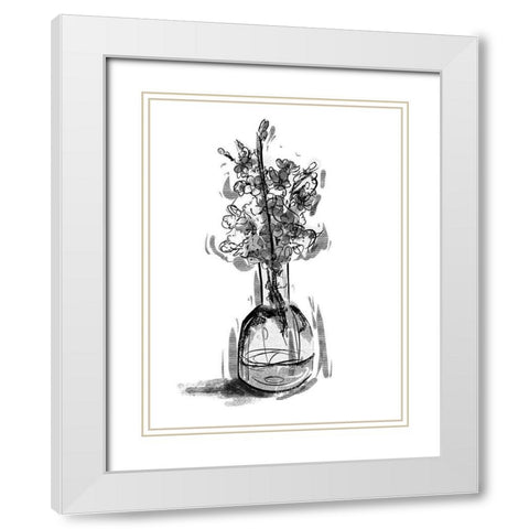 Inked In A Vase White Modern Wood Framed Art Print with Double Matting by OnRei