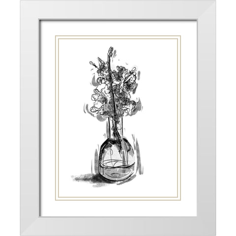 Inked In A Vase White Modern Wood Framed Art Print with Double Matting by OnRei