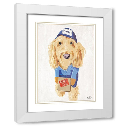 Mail Dog White Modern Wood Framed Art Print with Double Matting by OnRei