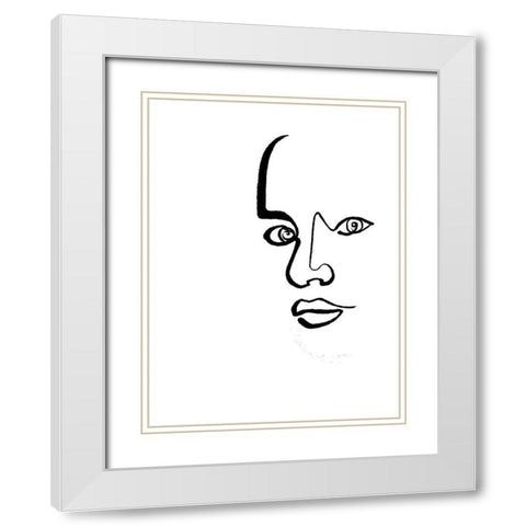 Scribble Face Mate White Modern Wood Framed Art Print with Double Matting by OnRei